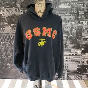 Men's Black Marine Corp Hoodie XL